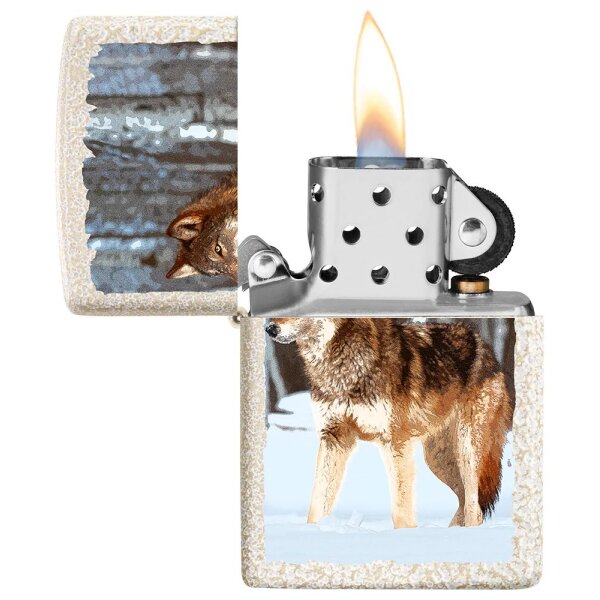 ZIPPO mercury glass Wolf in Snowy Forest Design Benzinfeuerzeug 60005579