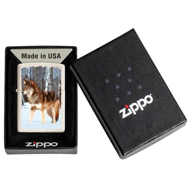 ZIPPO mercury glass Wolf in Snowy Forest Design Benzinfeuerzeug 60005579