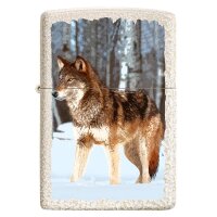 ZIPPO mercury glass Wolf in Snowy Forest Design...