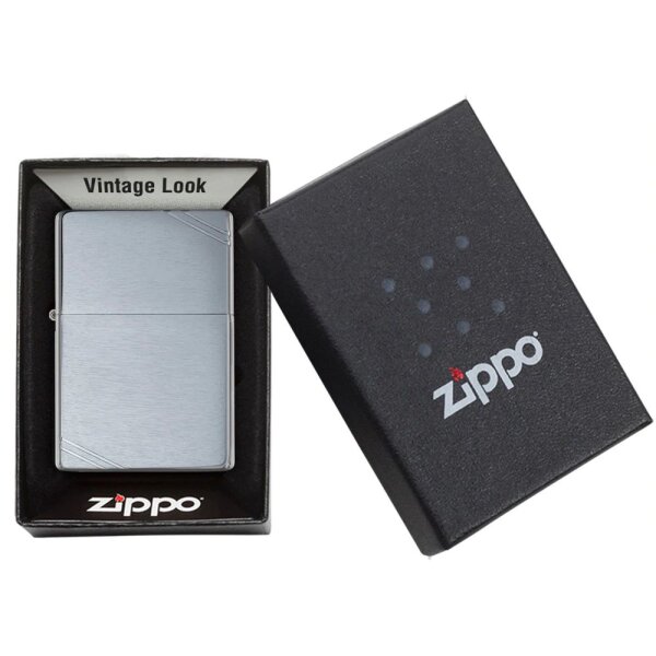 ZIPPO chrom gebürstet Vintage Streifen Benzinfeuerzeug 60001167