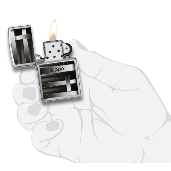 ZIPPO chrom gebürstet Metal Bars Benzinfeuerzeug 60004553