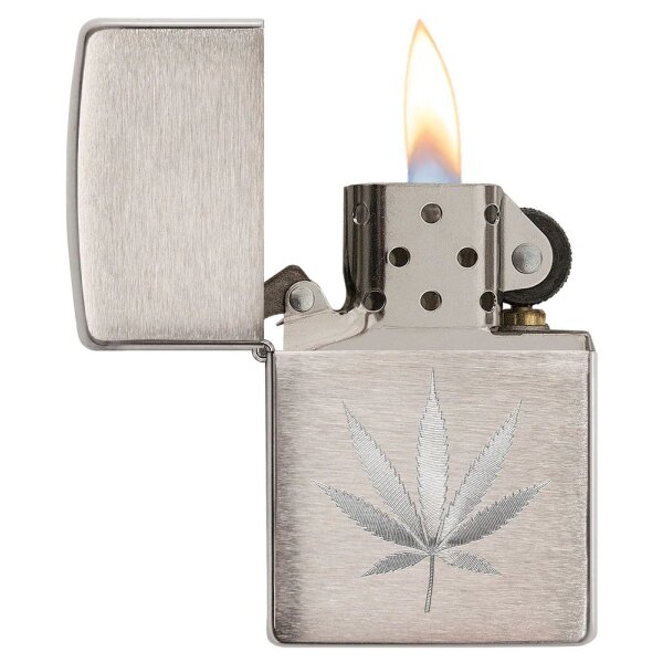 ZIPPO chrom gebürstet Leaf Engraved Benzinfeuerzeug 60003698