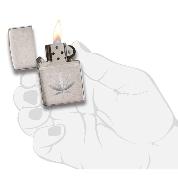 ZIPPO chrom gebürstet Leaf Engraved Benzinfeuerzeug 60003698