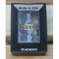 Zippo schwarz Elegant Grunge Zippo Logo Benzinfeuerzeug...