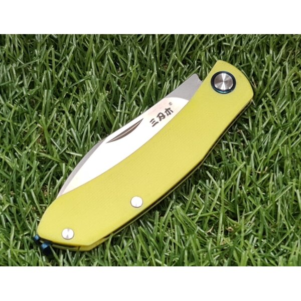 Sanrenmu Messer 7315-GP Slipjoint 12C27 Sandvik Stahl §42a konform G10 Griff gelb
