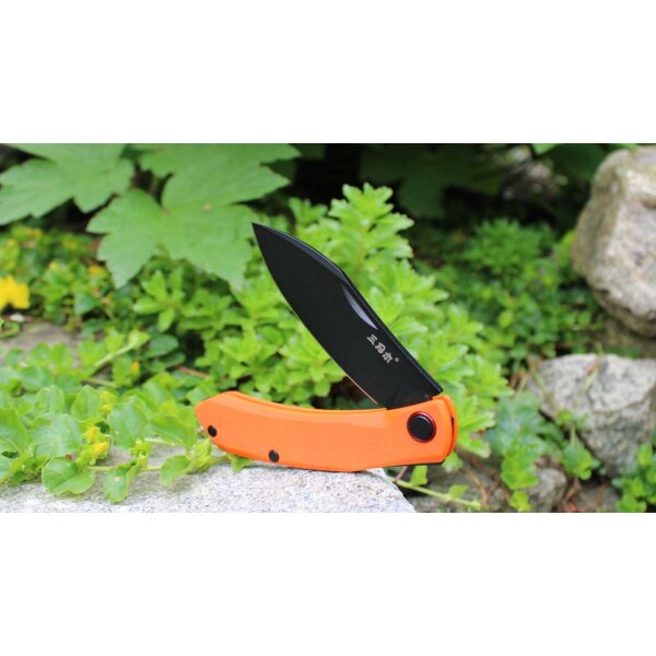 Sanrenmu Messer 7315-GJ Slipjoint 12C27 Sandvik Stahl §42a konform G10 Griff orange