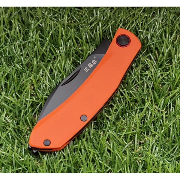 Sanrenmu Messer 7315-GJ Slipjoint 12C27 Sandvik Stahl §42a konform G10 Griff orange