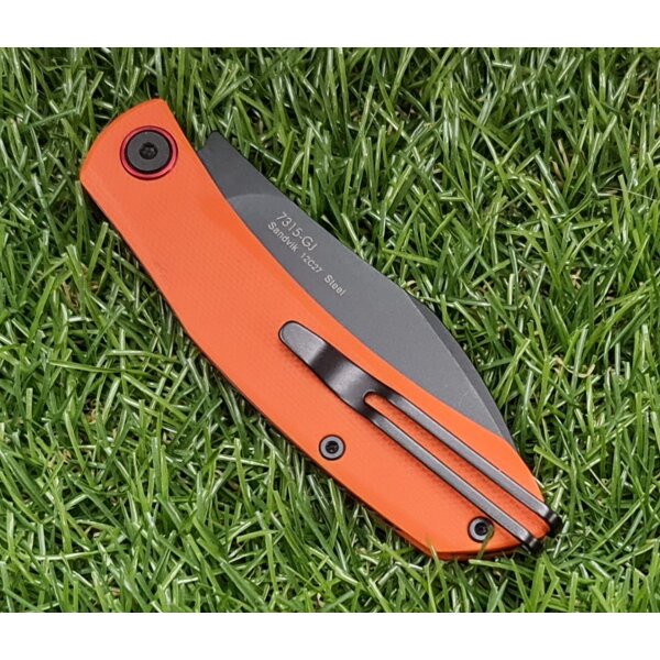 Sanrenmu Messer 7315-GJ Slipjoint 12C27 Sandvik Stahl §42a konform G10 Griff orange