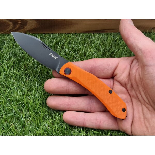 Sanrenmu Messer 7315-GJ Slipjoint 12C27 Sandvik Stahl §42a konform G10 Griff orange