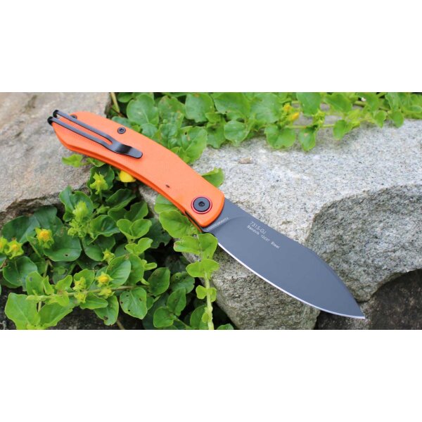 Sanrenmu Messer 7315-GJ Slipjoint 12C27 Sandvik Stahl §42a konform G10 Griff orange