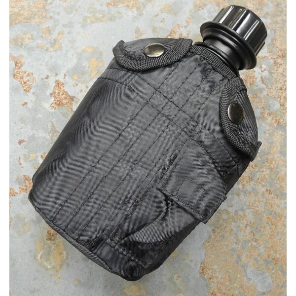 US Feldflasche 1L Bundeswehr BW Trinkflasche mit Nylonbezug versch. Modelle schwarz