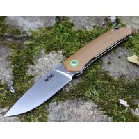 S-TEC Messer Linerlock Brown Folder 14C28N Stahl G10...