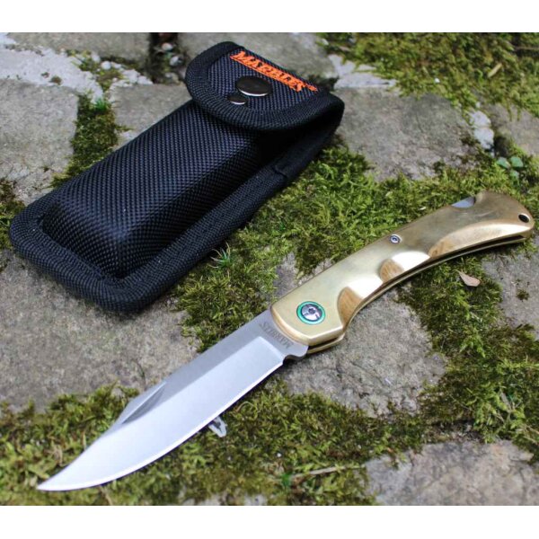 Marbles Messer BRASS LOCKBACK VG-10 Stahl Messinggriff Zweihandmesser mit Etui
