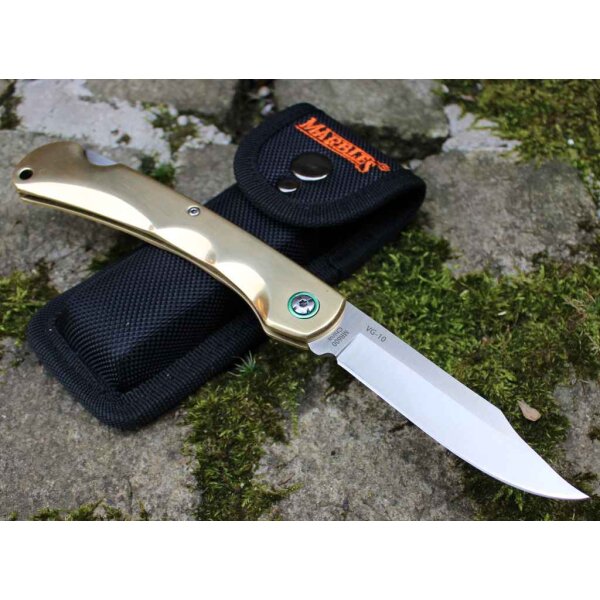 Marbles Messer BRASS LOCKBACK VG-10 Stahl Messinggriff Zweihandmesser mit Etui
