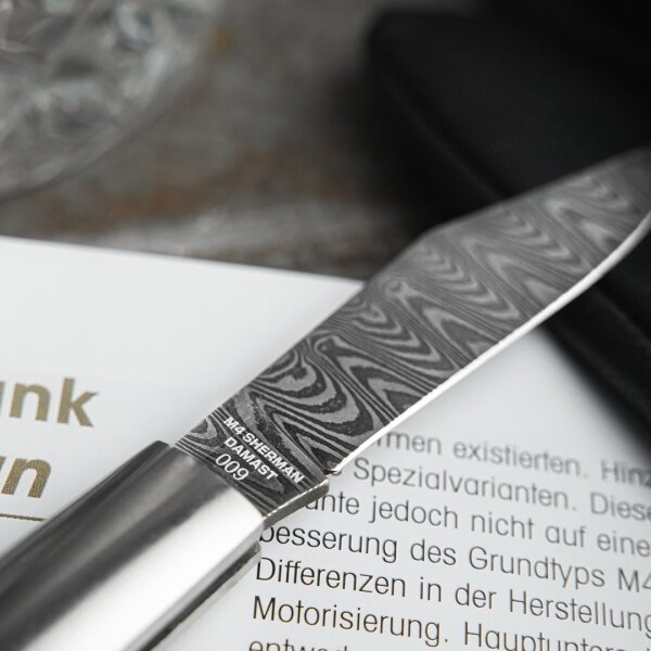 Böker Manufaktur Messer BARLOW M4 SHERMAN-DAMAST Slipjoint Damaststahl Micartagriff 110038DAM