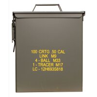 US AMMO BOX STEEL M9 CAL.50 LG OLIV mit Print Metall...