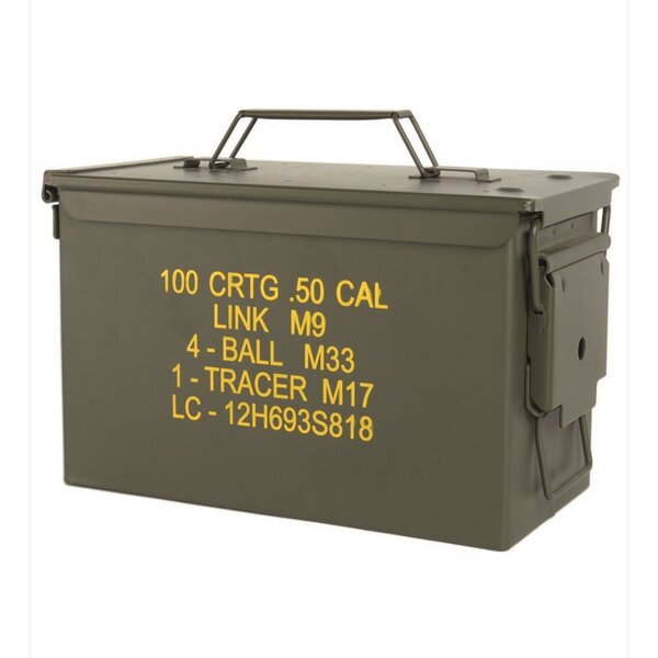 US AMMO BOX STEEL M2A1 CAL.50 OLIV Metall Munitionskiste mit Print