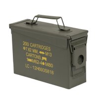 US AMMO BOX STEEL M19A1 CAL.30 OLIV mit Print Metall...