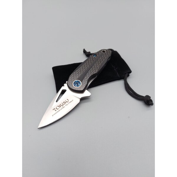 Tokisu Knives Messer Flipper Mini 7Cr17MoV Stahl Kohelfasergriff