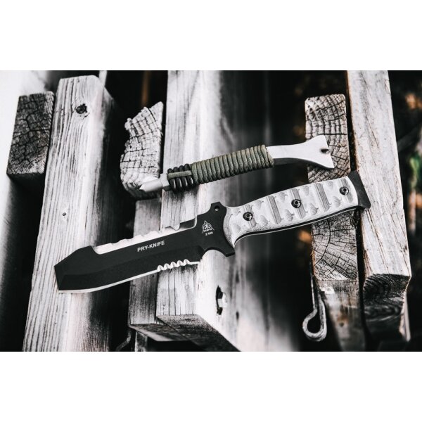 TOPS Knives PRY KNIFE Fahrtenmesser Rescue Knife 1095 Stahl Micartagriff und Nylonscheide
