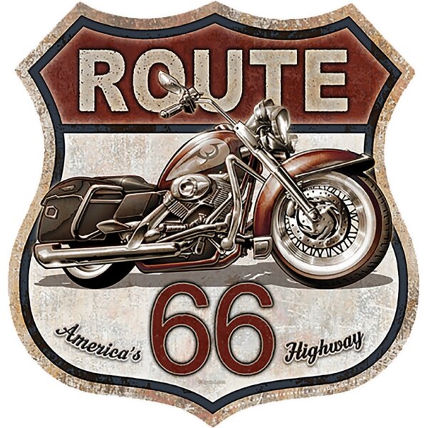Tin Sign Blechschild ROUTE 66 Wandbild Shield Sign 40,6 x 31,8 cm