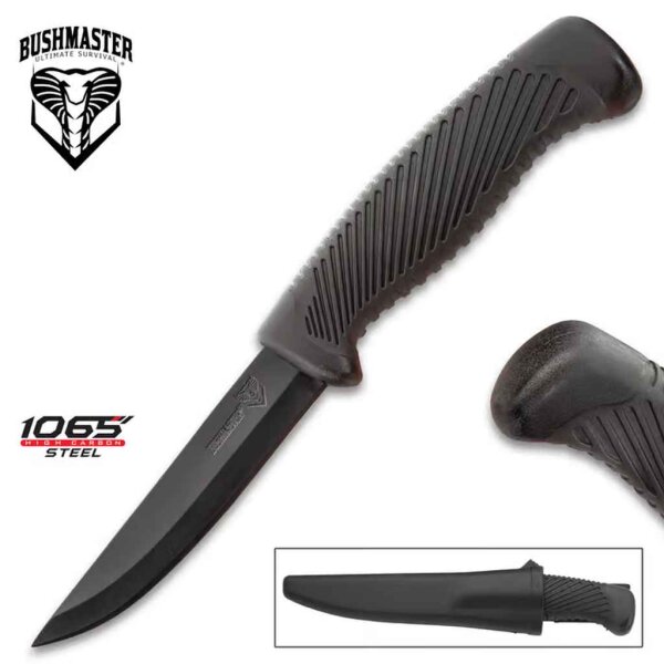 United Cutlery Bushmaster Black Carbon Utility Knife 1065 Stahl Gummigriff