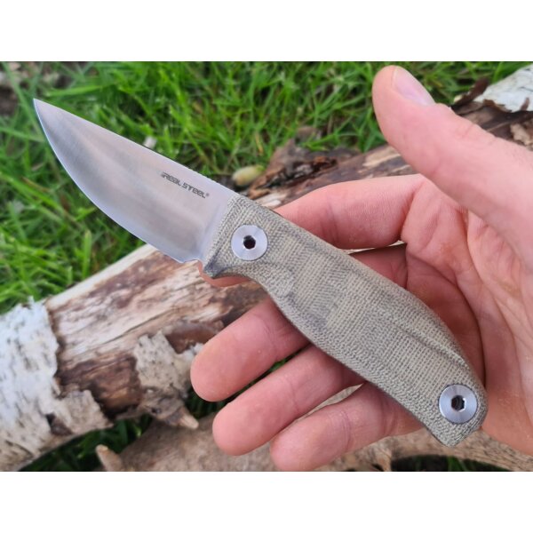 Real Steel CVX-80 Green Messer Fahrtenmesser N690 Stahl Micarta Lederscheide