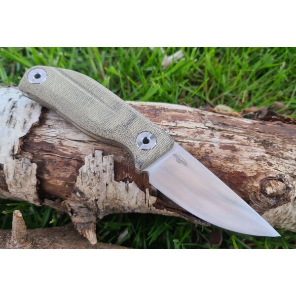 Real Steel CVX-80 Green Messer Fahrtenmesser N690 Stahl Micarta Lederscheide