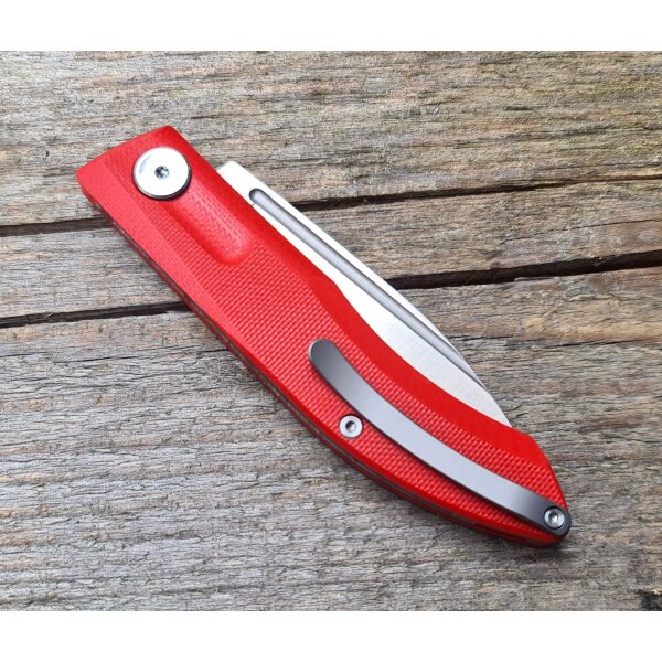 Real Steel STELLA RED satin Messer Slipjoint VG-10 Stahl G10 Griff