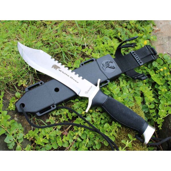 Albainox Messer WHITE BEAR Fahrtenmesser 3Cr13MoV Stahl ABS Griff Scheide