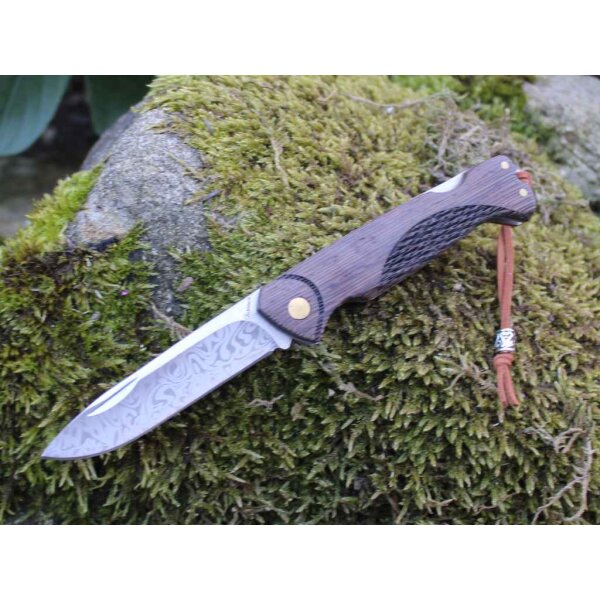 Albainox Zweihandmesser OPTICAL mit Lederriemen und 420 Stahl in Damastoptik