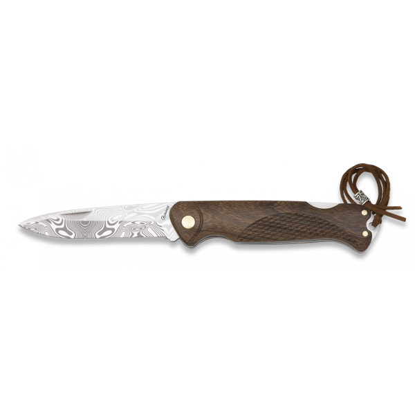 Albainox Zweihandmesser OPTICAL mit Lederriemen und 420 Stahl in Damastoptik