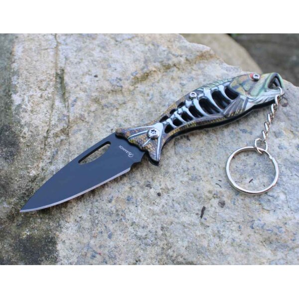 Albainox FISHBONE Mini Messer als Schlüsselanhänger Brown