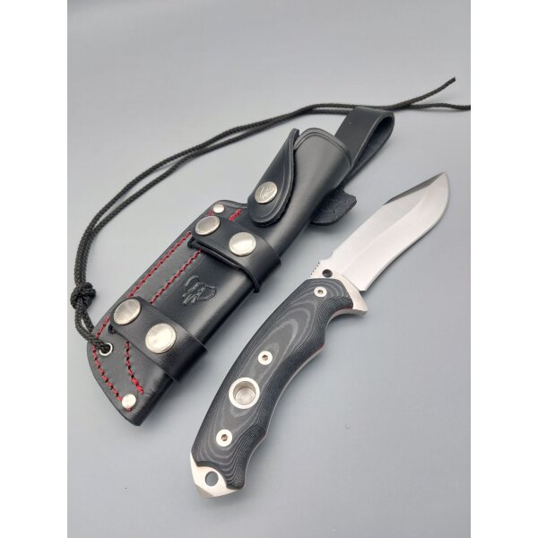 Cudeman SK1 N695 Micarta Schwarz inkl. Feuerstarter Lederscheide