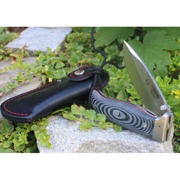 Cudeman MT-6 N695 Micarta Schwarz inkl. Paracord Lederscheide