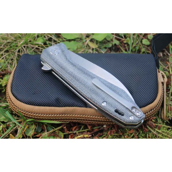 QSP Knife PELICAN QS118-D1 Messer S35VN Stahl Leinen Micarta Kugellager Titanclip