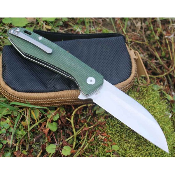 QSP Knife PELICAN QS118-E1 Messer S35VN Stahl Leinen Micarta Kugellager Titanclip