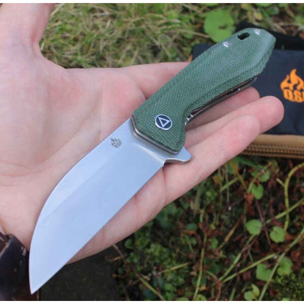 QSP Knife PELICAN QS118-E1 Messer S35VN Stahl Leinen Micarta Kugellager Titanclip