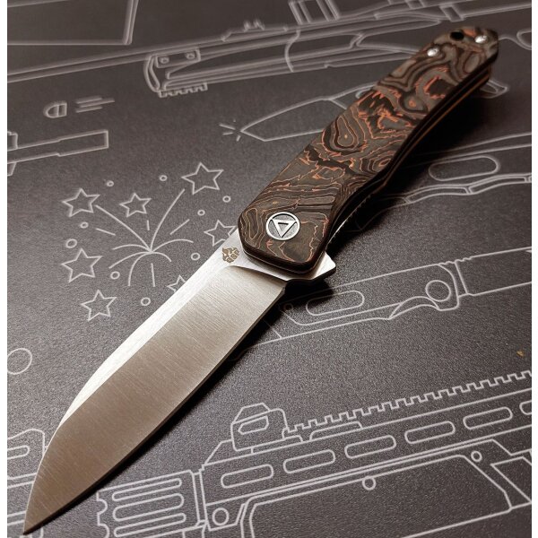 QSP Knife QS140-B1 Messer Folder S35VN Stahl Kohlefasergriff mit Kupferfolie