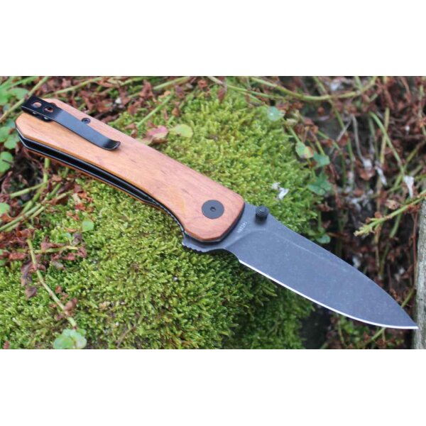 QSP Knife HAWK QS131-O2 Messer 14C28N Stahl Mkurutiholz Griff Folder