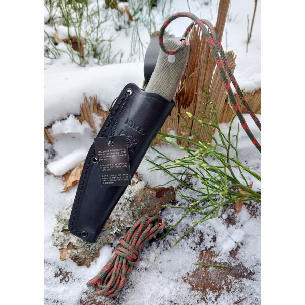 Joker Bushcrafter N695 Micarta Grün inkl. Paracord Dangler Lederscheide