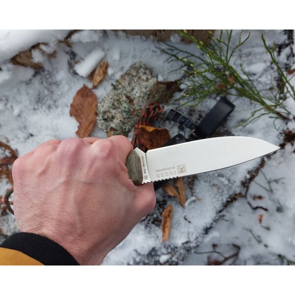 Joker Bushcrafter N695 Micarta Grün inkl. Paracord Dangler Lederscheide