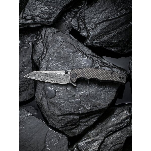 CIVIVI P87 Folder Flipper mit Damast Klinge Kohlefasergriff