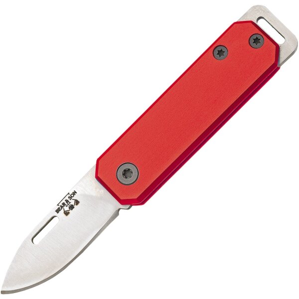 Bear & Son Small Slip Joint Red Messer Mini Folder Carbonstahl