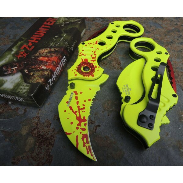 Zombie Hunter BIOWASTE Messer Taschenmesser Bloodsplash gr&uuml;n ZB051GR