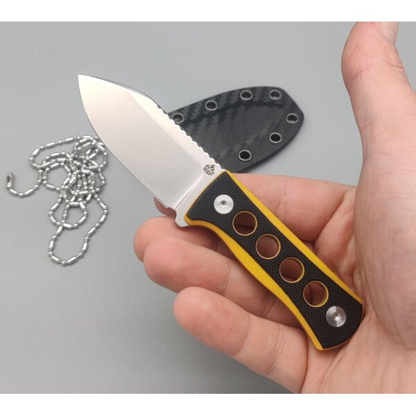 QSP Knife CANARY Neck Knife QS141-A1 mit Kydxscheide Black/Yellow