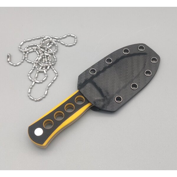 QSP Knife CANARY Neck Knife QS141-A1 mit Kydxscheide Black/Yellow