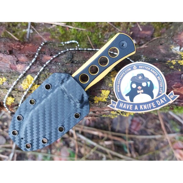 QSP Knife CANARY Neck Knife QS141-A2 mit Kydxscheide Black/Yellow