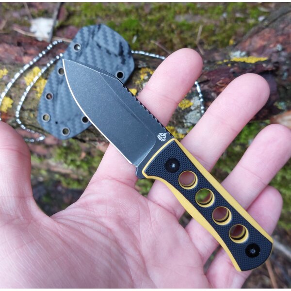QSP Knife CANARY Neck Knife QS141-A2 mit Kydxscheide Black/Yellow