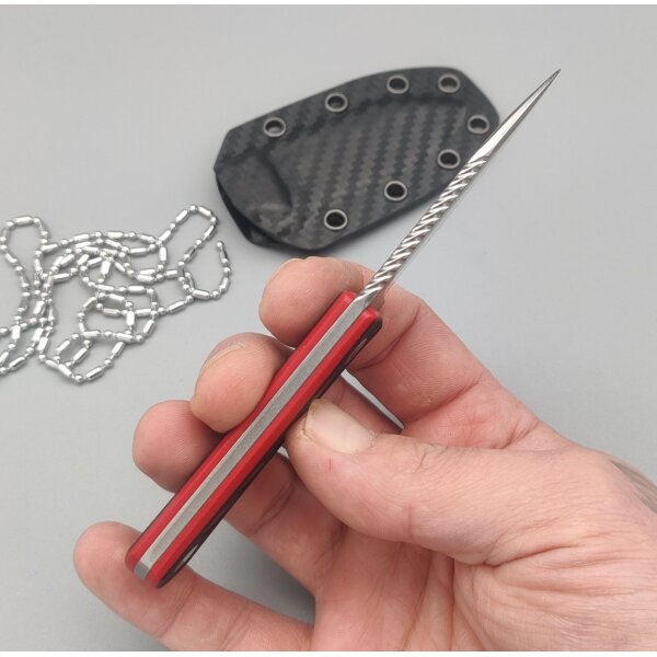 QSP Knife CANARY Neck Knife QS141-B1 mit Kydxscheide Black/Red